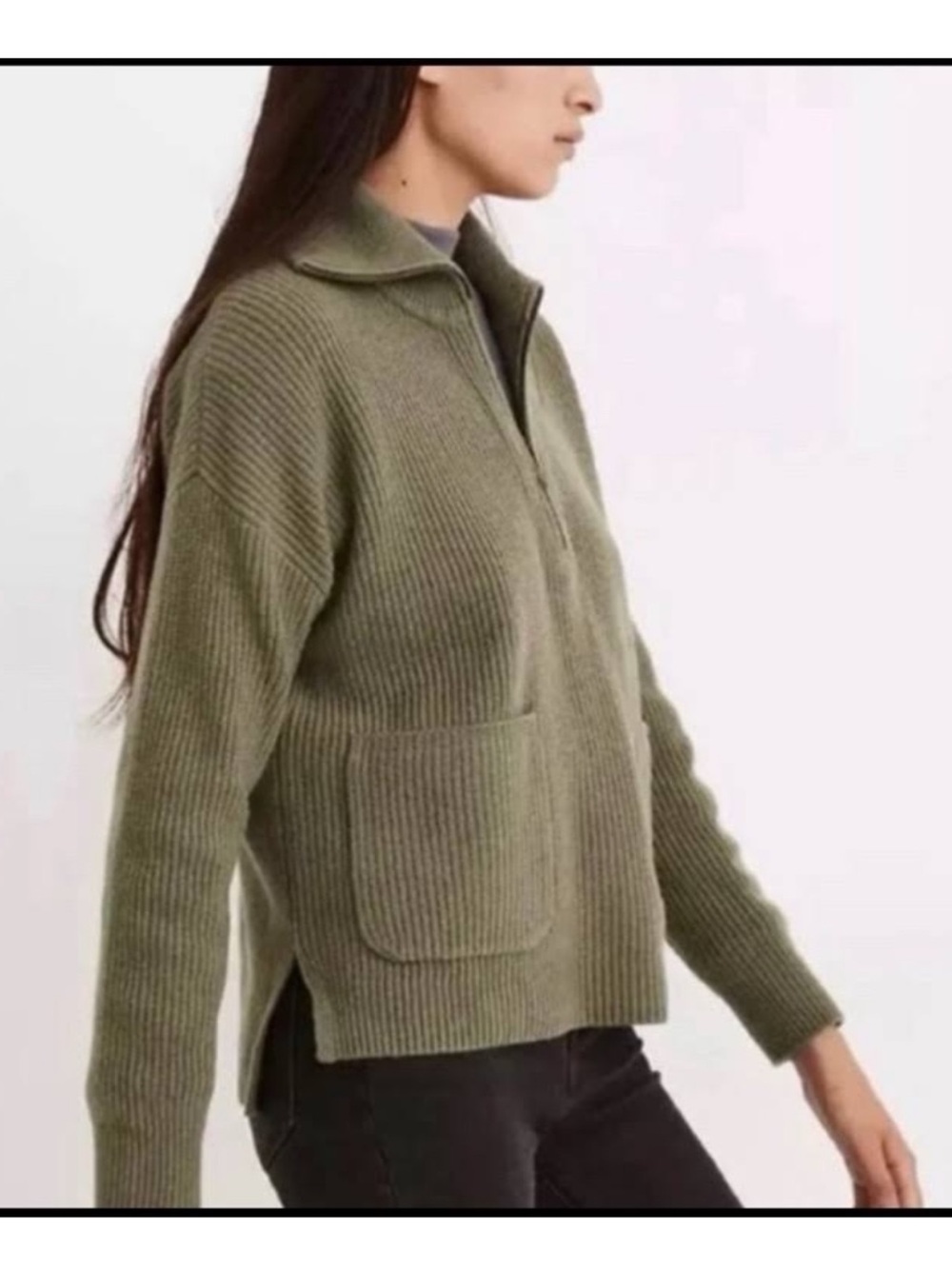 Madewell Glenbrook Half Zip Merino Wool Pullover Collar Sweater Womens Small